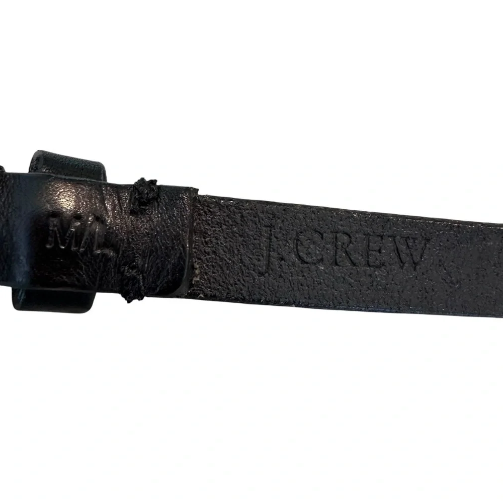 J. Crew Black Leather Gold Eyelets Skinny Belt Size M/L - Picture 4 of 4